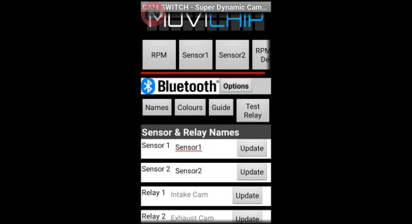 Choose the displays names of the sensors and relays